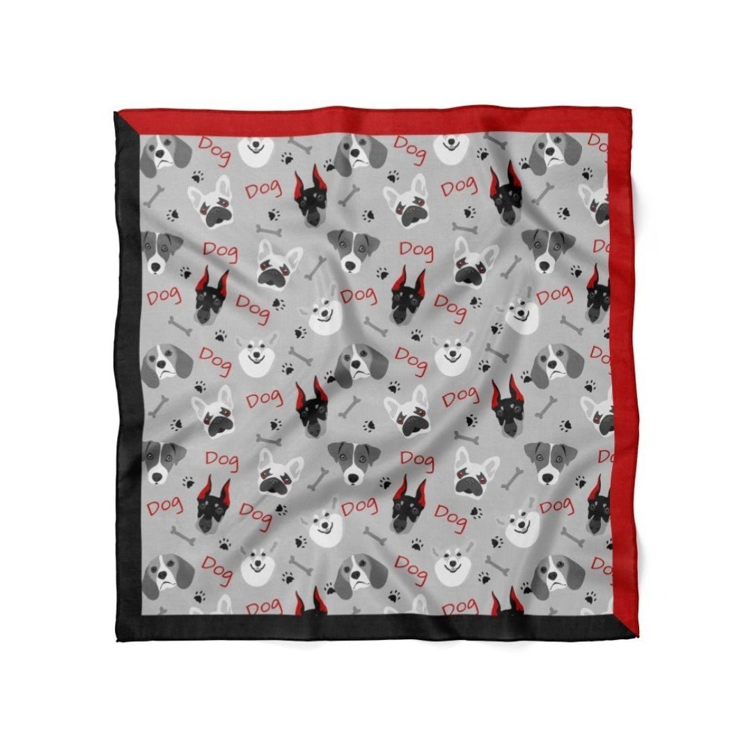 Köpek Desenli Gri Bandana - Hediye Kutusu