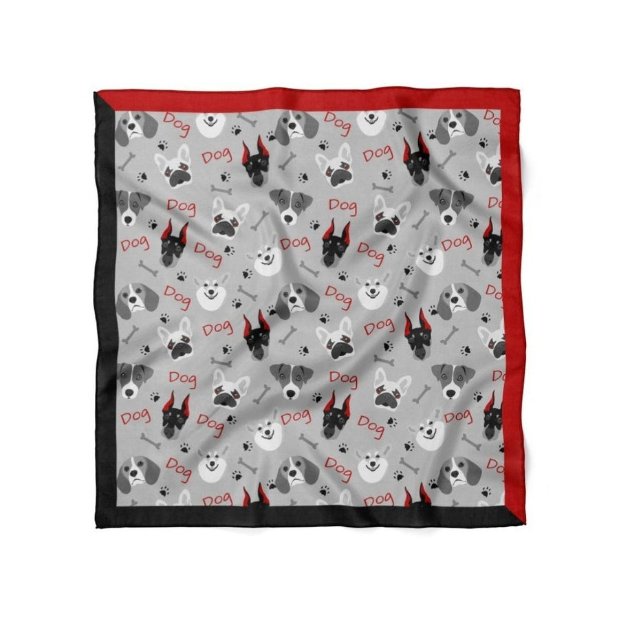 Köpek Desenli Gri Bandana - Hediye Kutusu