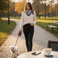 Köpek Desenli Gri Bandana - Hediye Kutusu