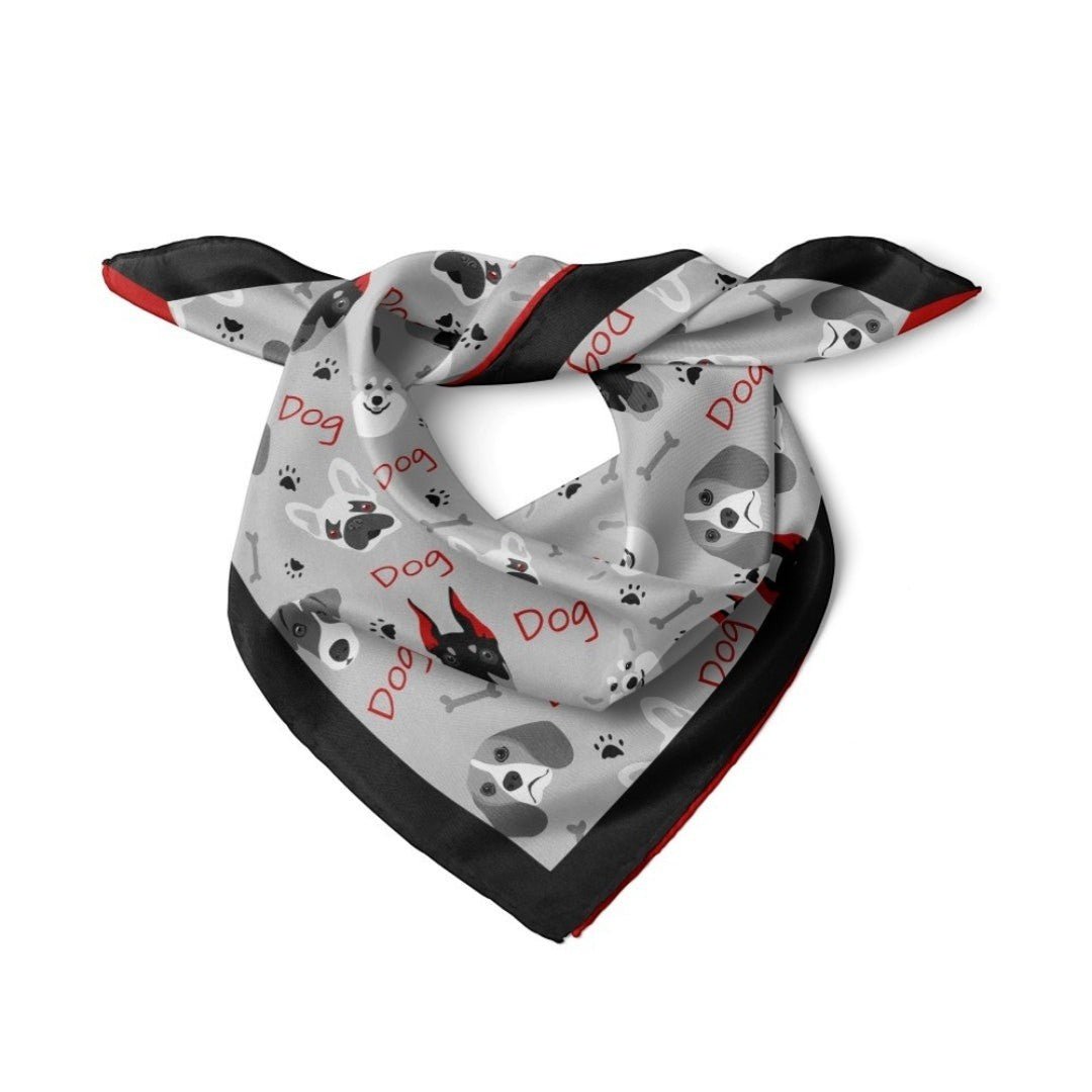 Köpek Desenli Gri Bandana - Hediye Kutusu
