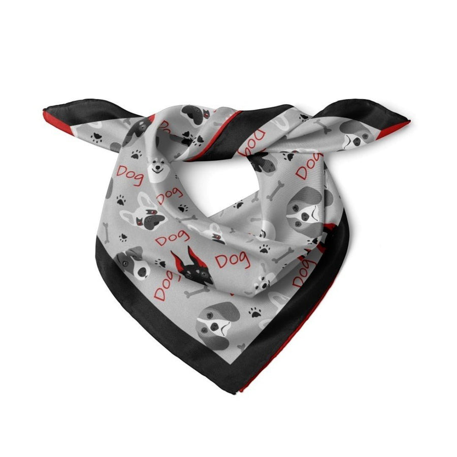 Köpek Desenli Gri Bandana - Hediye Kutusu