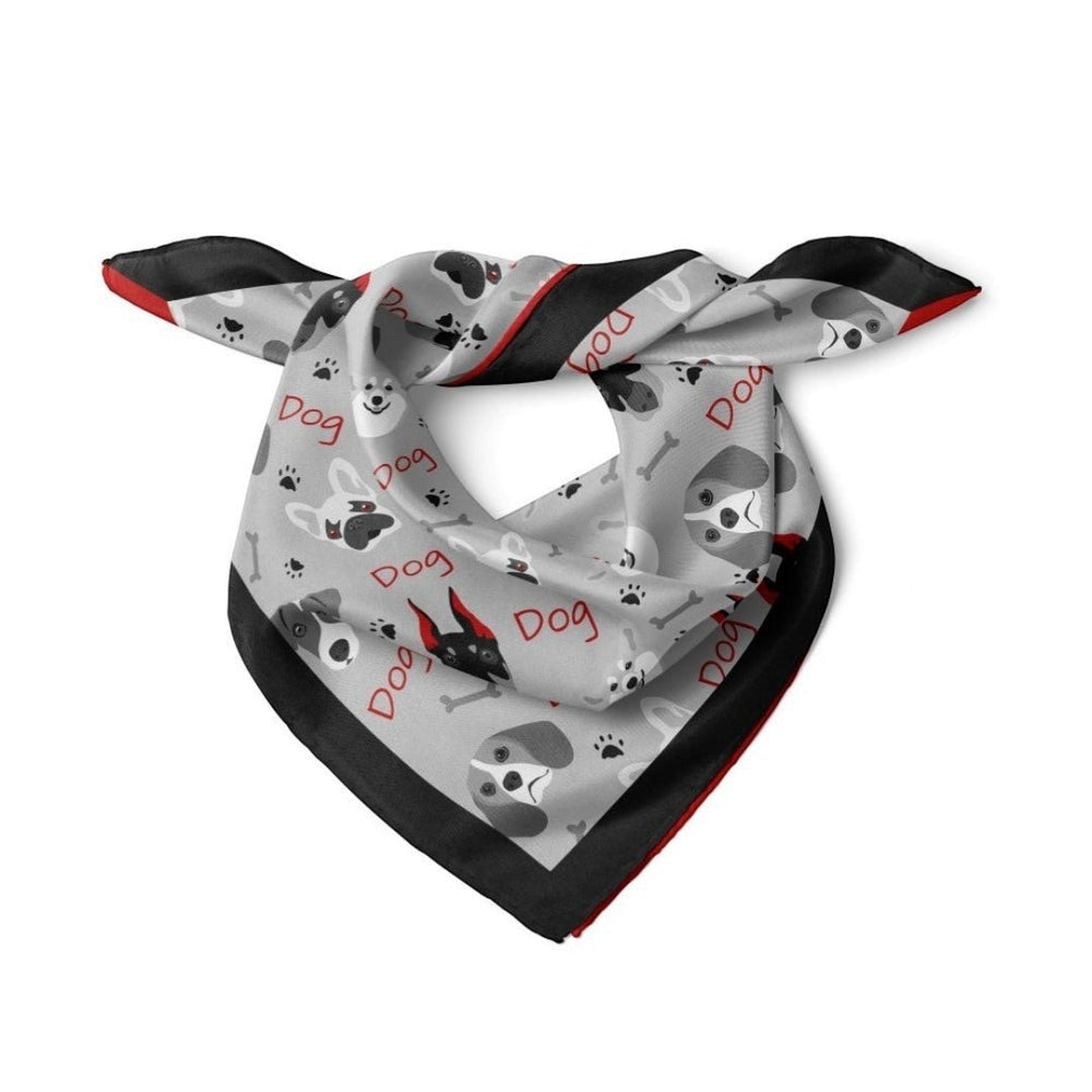 Köpek Desenli Gri Bandana - Hediye Kutusu