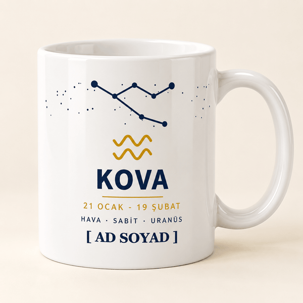 Kova Burcu İsimli Kupa - Hediye Kutusu