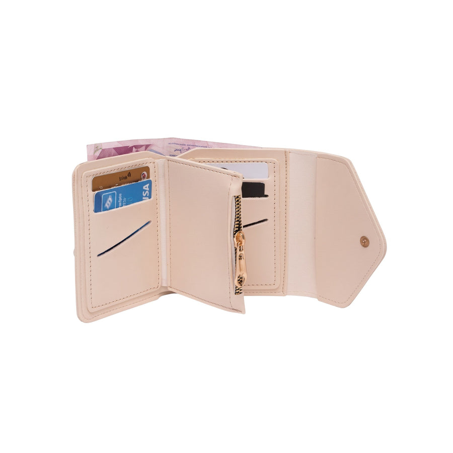 Krem Zarf Çıtçıtlı Cüzdan - Hediye Kutusu