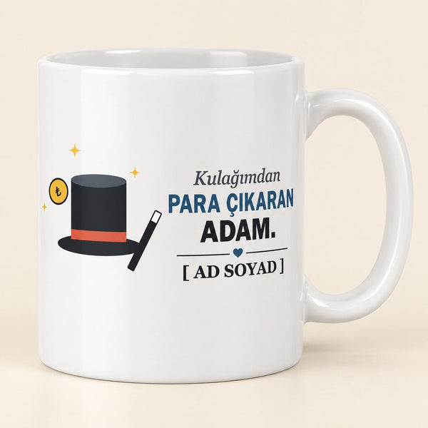 Kulağımdan Para Çıkaran - İsimli Amca Kupası - Hediye Kutusu
