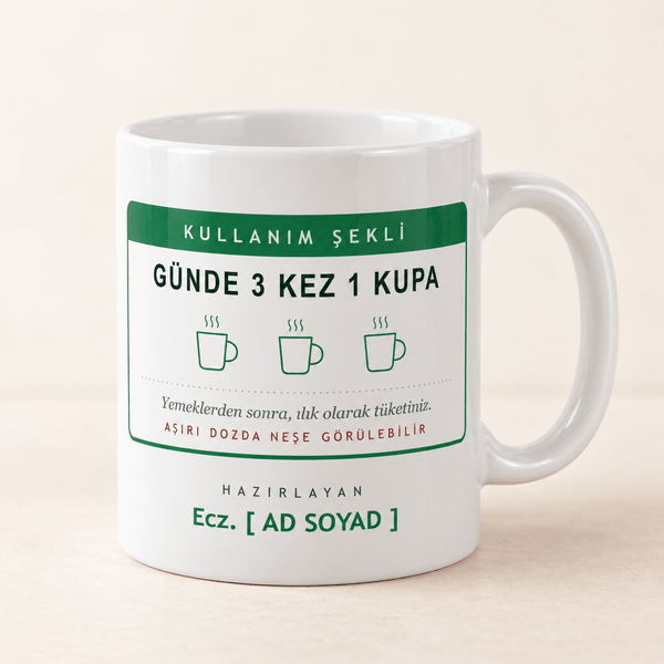 Kullanım Talimatlı İsimli Eczacı Kupası - Hediye Kutusu