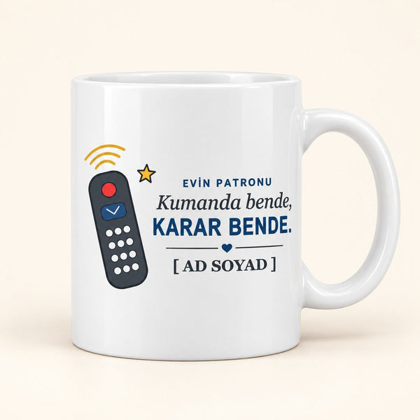 Kumanda Bende - İsimli Baba Kupası - Hediye Kutusu