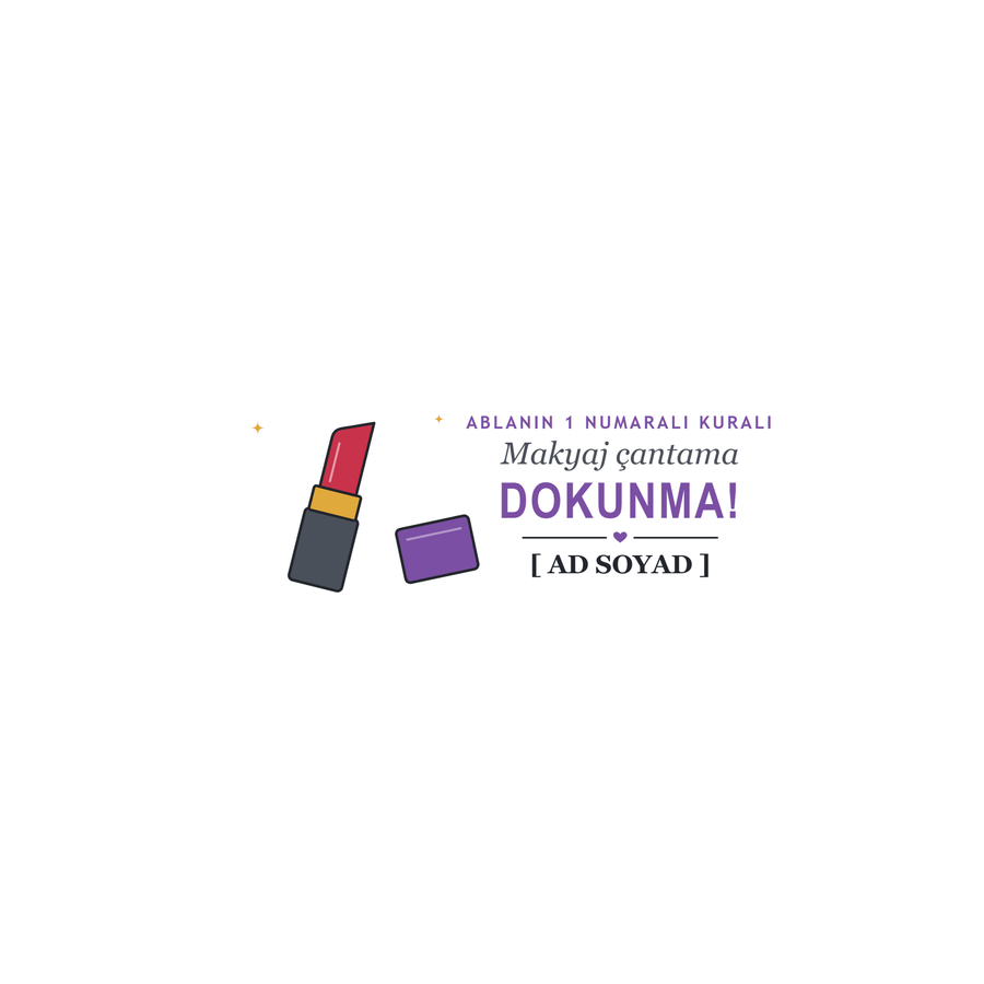 Makyaj Çantama Dokunma - İsimli Abla Kupası - Hediye Kutusu