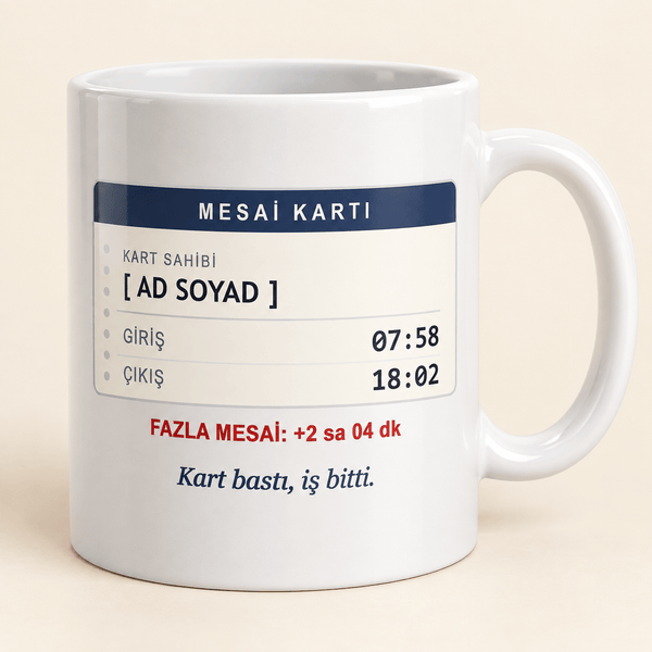 Mesai Kartlı İsimli İşçi Kupası - Hediye Kutusu