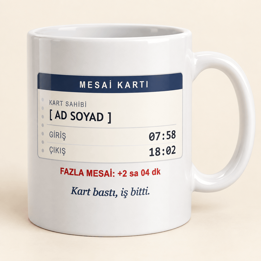 Mesai Kartlı İsimli İşçi Kupası - Hediye Kutusu
