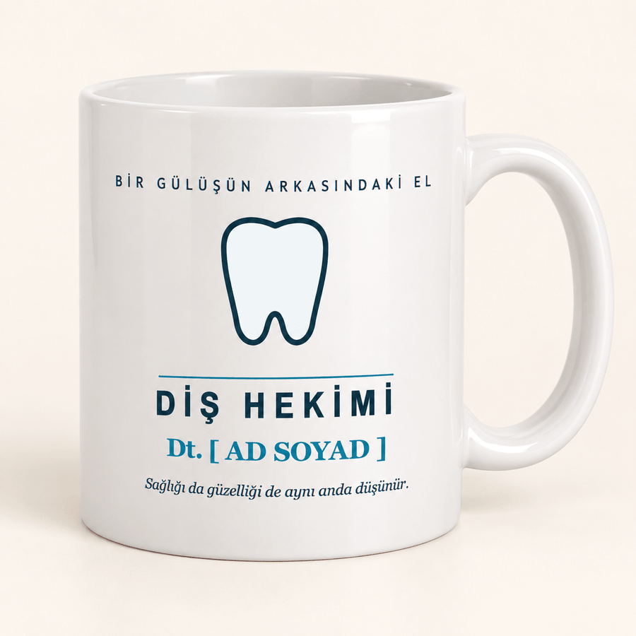 Molar Diş Tasarımlı İsimli Diş Hekimi Kupası - Hediye Kutusu