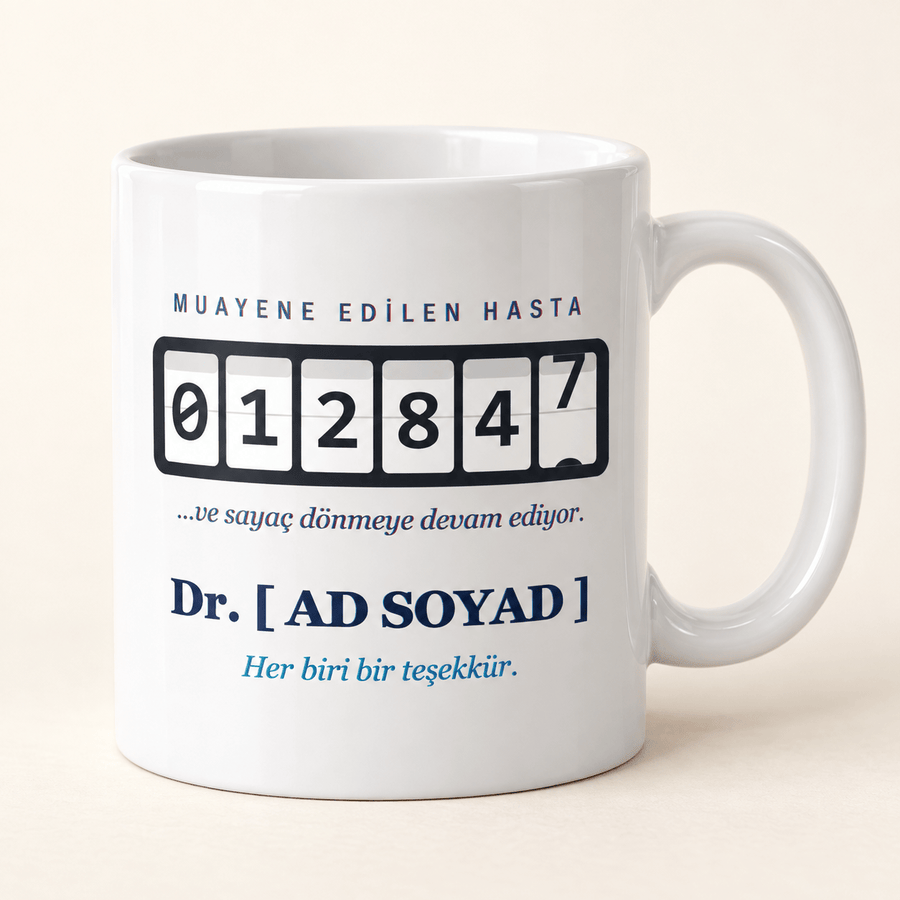 Muayene Sayaçlı İsimli Doktor Kupası - Hediye Kutusu