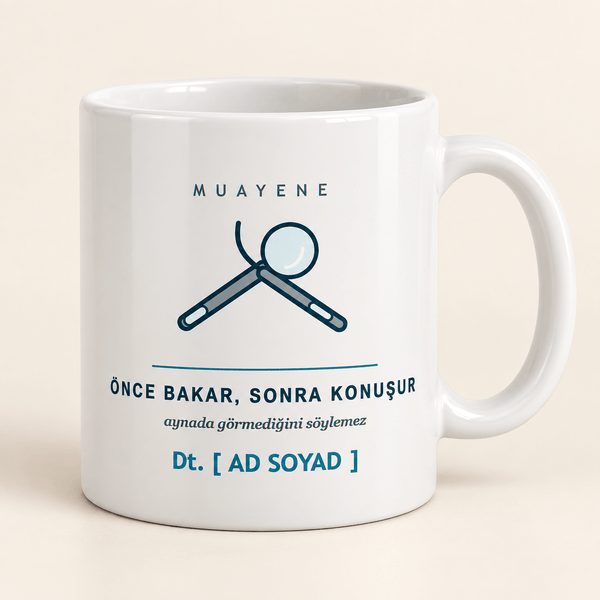 Muayene Setli İsimli Diş Hekimi Kupası - Hediye Kutusu