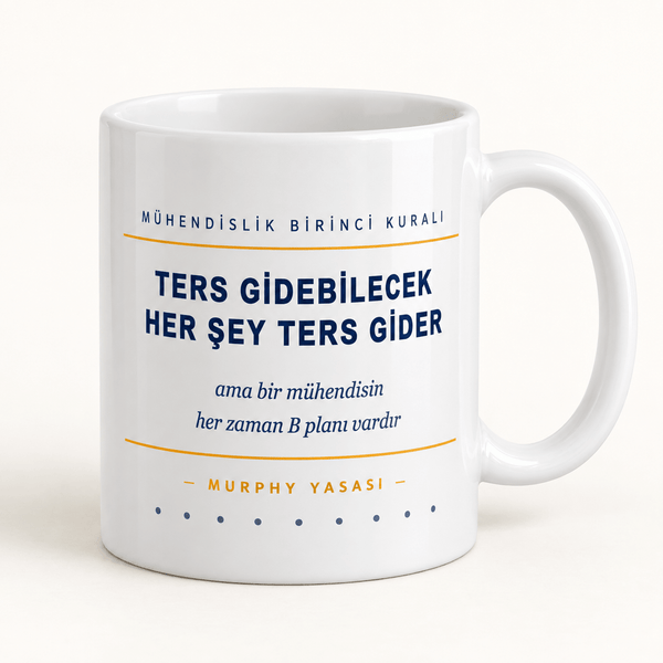 Murphy Yasası Tasarımlı Mühendis Kupası - Hediye Kutusu