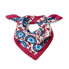 Nazar Boncuğu Desenli Bordo Bandana - Hediye Kutusu