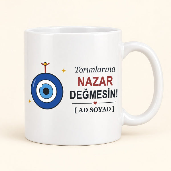 Nazar Değmesin - İsimli Babaanne Kupası - Hediye Kutusu