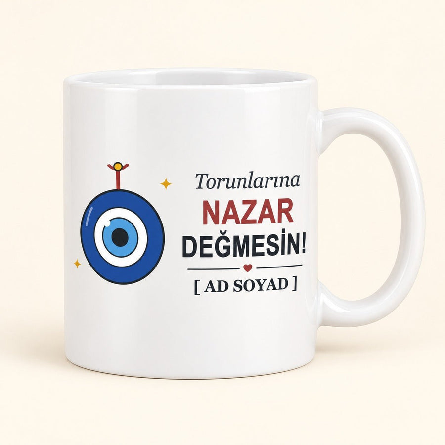 Nazar Değmesin - İsimli Babaanne Kupası - Hediye Kutusu