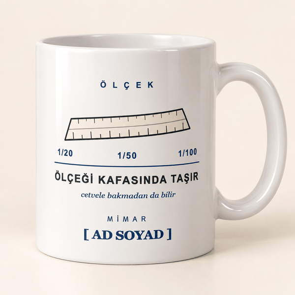 Ölçek Cetvelli İsimli Mimar Kupası - Hediye Kutusu
