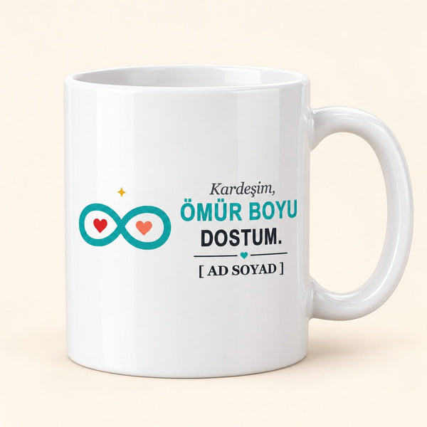 Ömür Boyu Dost - İsimli Kardeş Kupası - Hediye Kutusu
