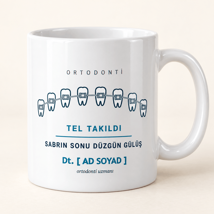 Ortodonti Tasarımlı İsimli Diş Hekimi Kupası - Hediye Kutusu