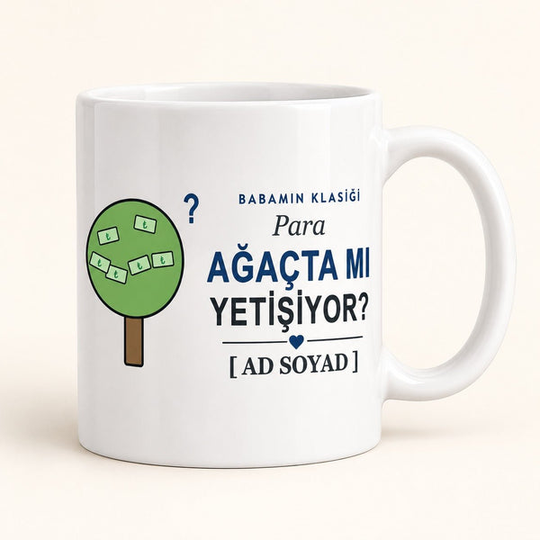 Para Ağaçta mı Yetişiyor? - İsimli Baba Kupası - Hediye Kutusu
