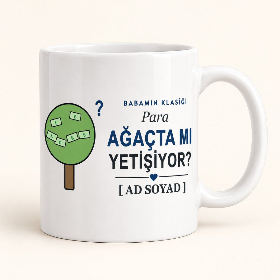 Para Ağaçta mı Yetişiyor? - İsimli Baba Kupası - Hediye Kutusu