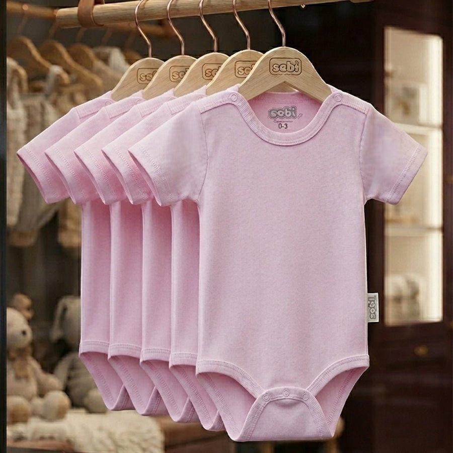 Pembe Pamuklu Bebek Body (0 - 3 Ay) - Hediye Kutusu