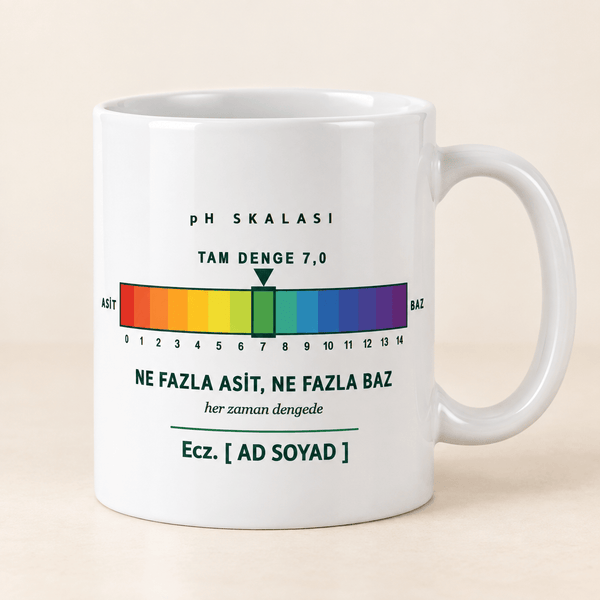 pH Skalalı İsimli Eczacı Kupası - Hediye Kutusu