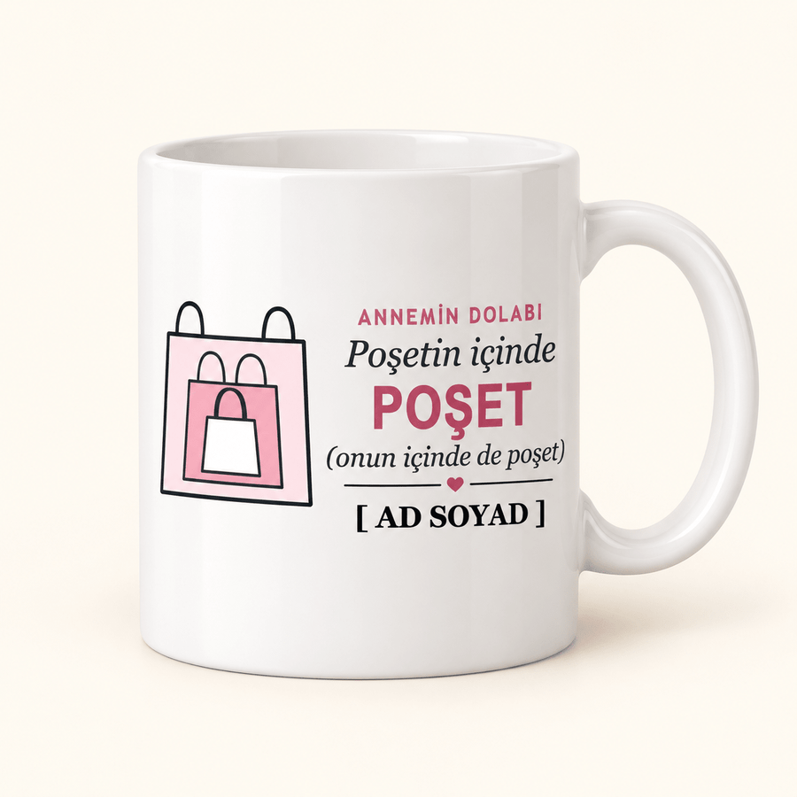 Poşetin İçinde Poşet - İsimli Anne Kupası - Hediye Kutusu