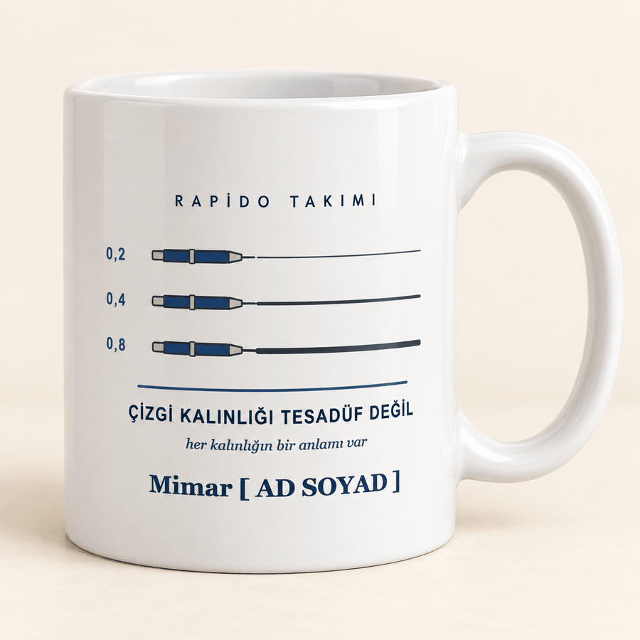 Rapido Takımlı İsimli Mimar Kupası - Hediye Kutusu