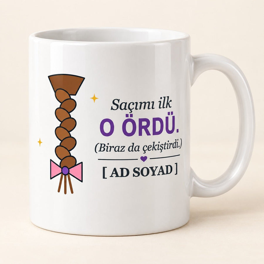 Saçımı İlk O Ördü - İsimli Abla Kupası - Hediye Kutusu