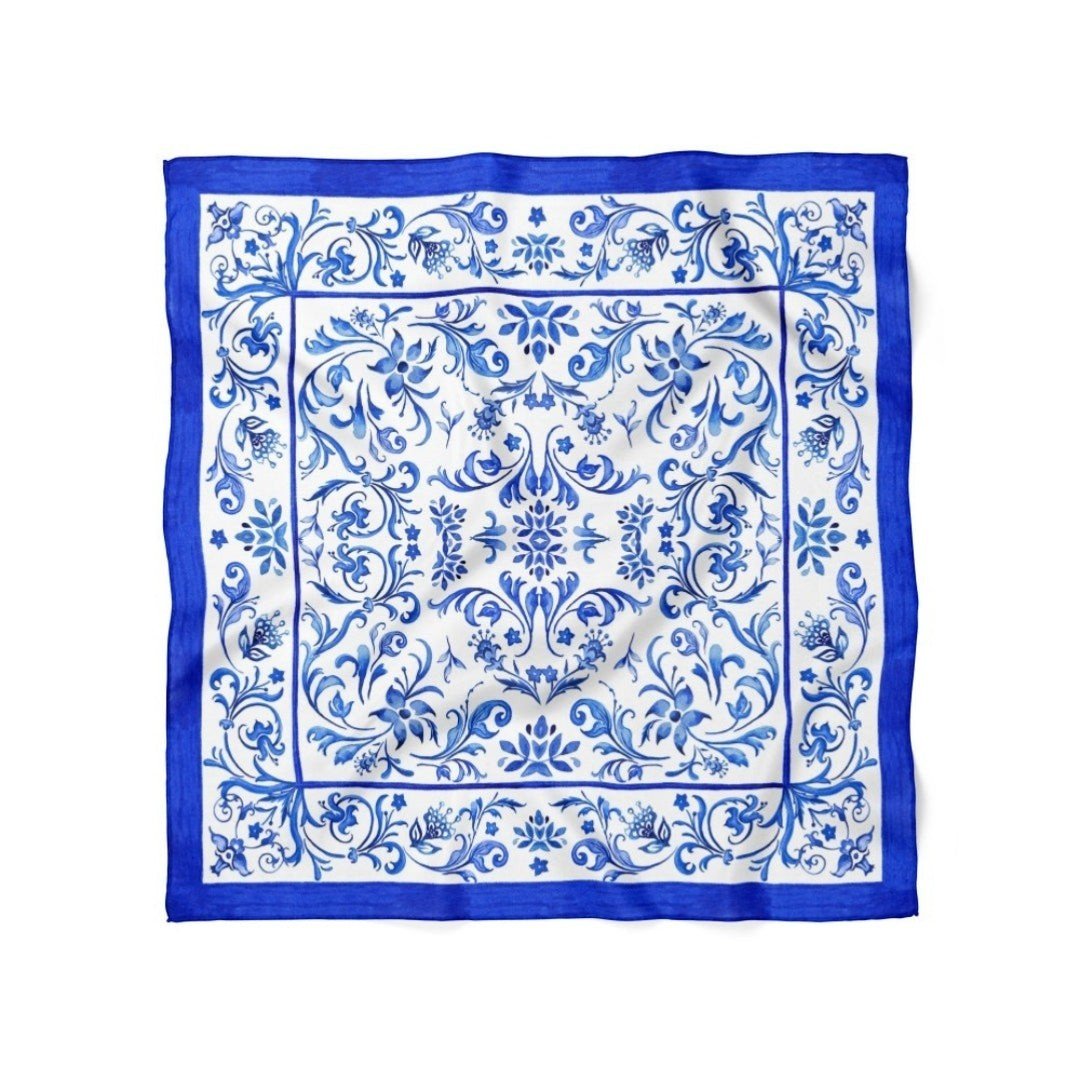 Sarmaşık Çiçek Desen Fular Bandana - Hediye Kutusu
