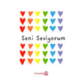 Seni Seviyorum Renkli Kalpler Tebrik Kartı