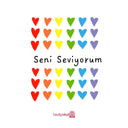 Seni Seviyorum Renkli Kalpler Tebrik Kartı - Hediye Kutusu
