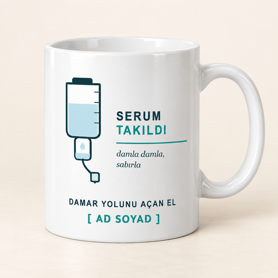 Serum Setli İsimli Hemşire Kupası - Hediye Kutusu