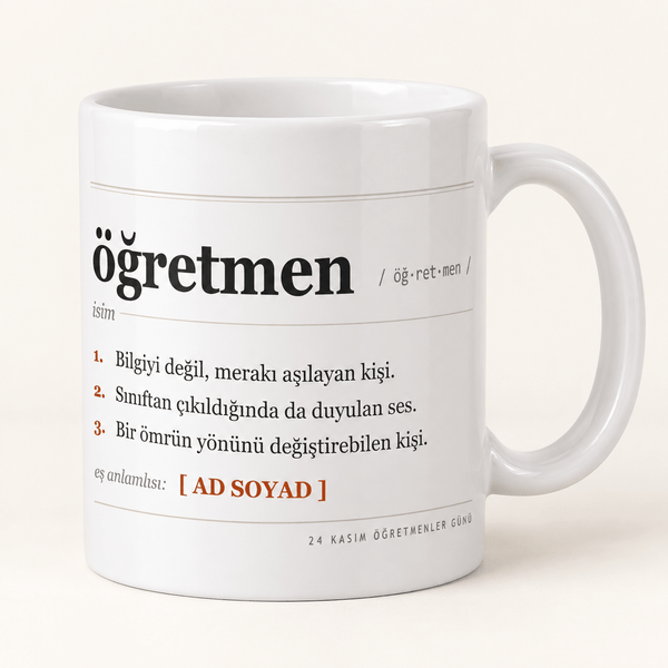 Sözlük Tanımı İsimli Öğretmenler Günü Kupası - Hediye Kutusu
