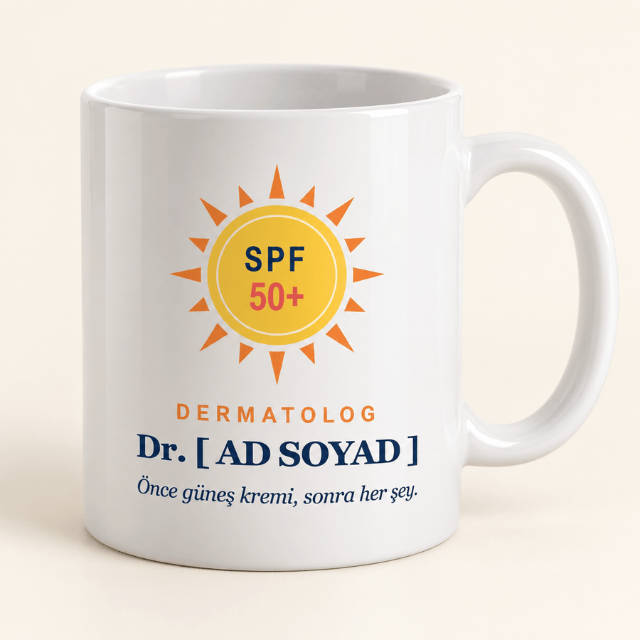 SPF Güneşli İsimli Dermatolog Kupası - Hediye Kutusu