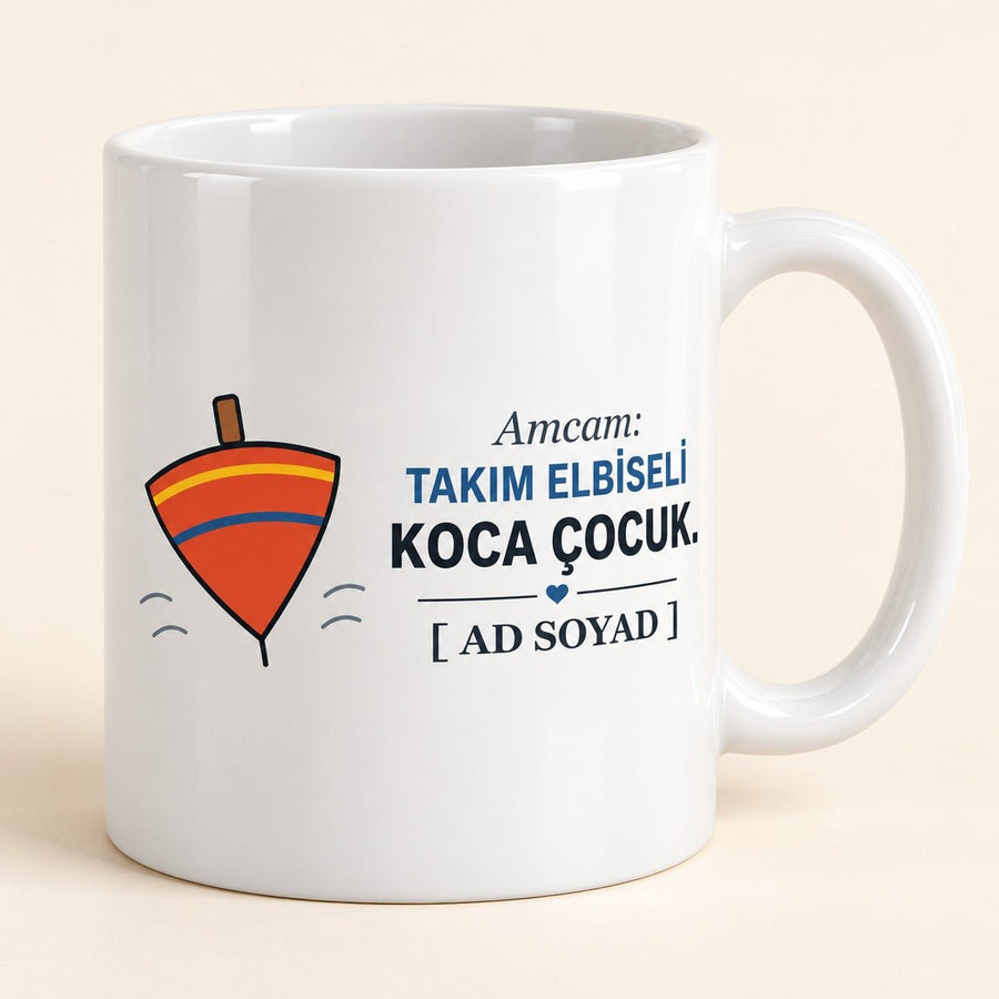 Takım Elbiseli Koca Çocuk - İsimli Amca Kupası - Hediye Kutusu