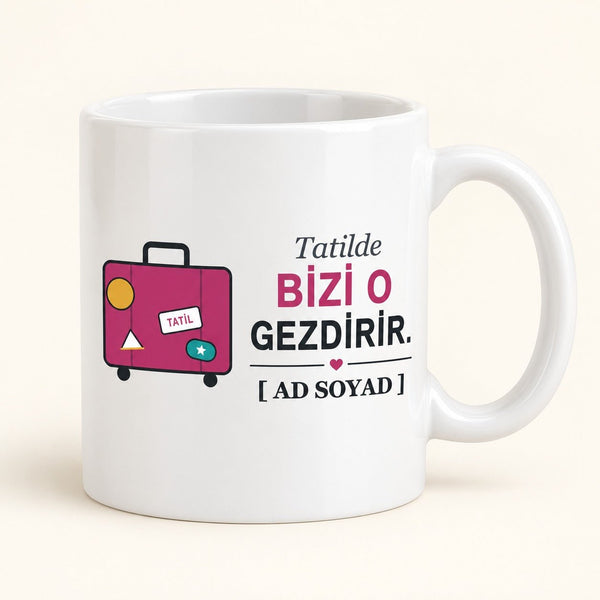Tatilde Gezdirir - İsimli Teyze Kupası - Hediye Kutusu