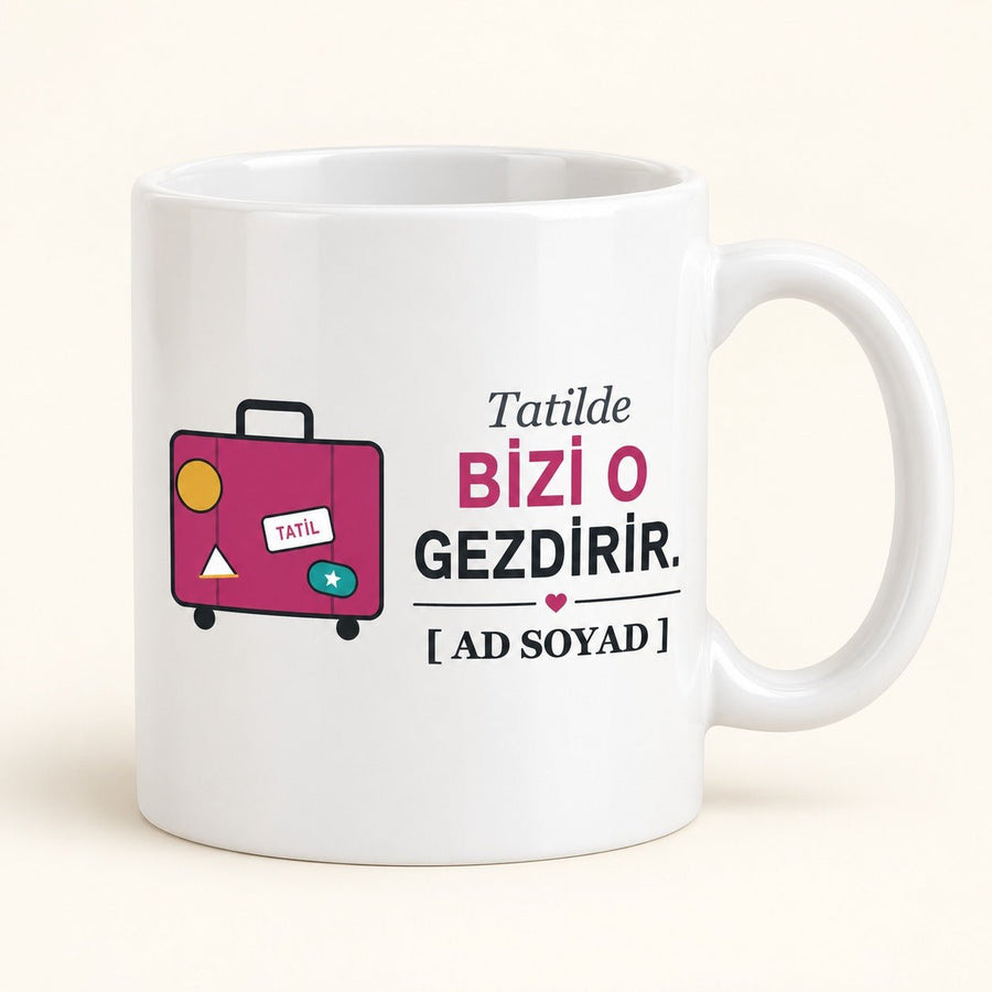 Tatilde Gezdirir - İsimli Teyze Kupası - Hediye Kutusu