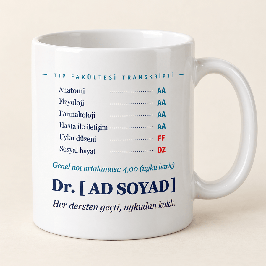 Tıp Transkriptli İsimli Doktor Kupası - Hediye Kutusu