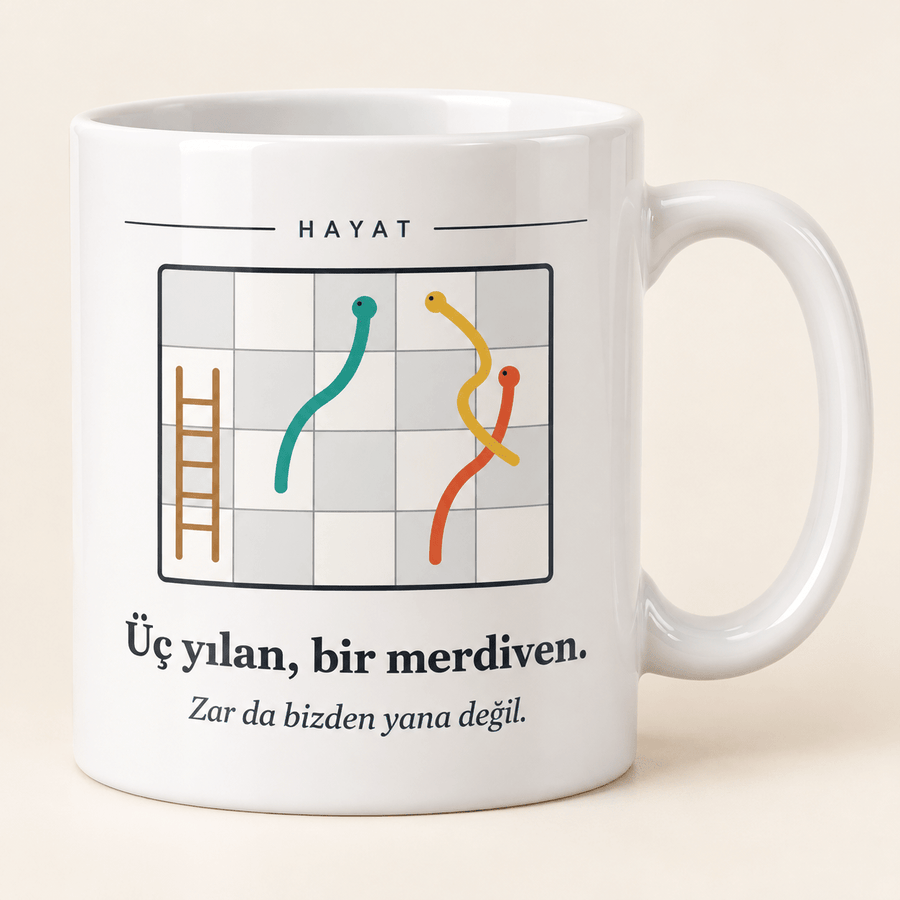 "Üç Yılan, Bir Merdiven" Esprili Kupa - Hediye Kutusu
