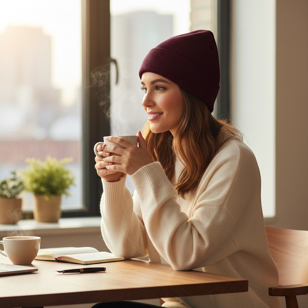 Unisex Bordo Basic Katlamalı Bere - Hediye Kutusu