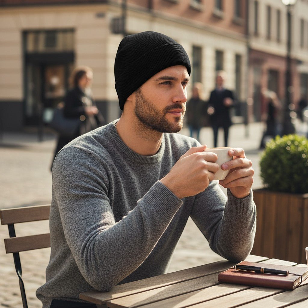 Unisex Siyah Basic Katlamalı Bere - Hediye Kutusu